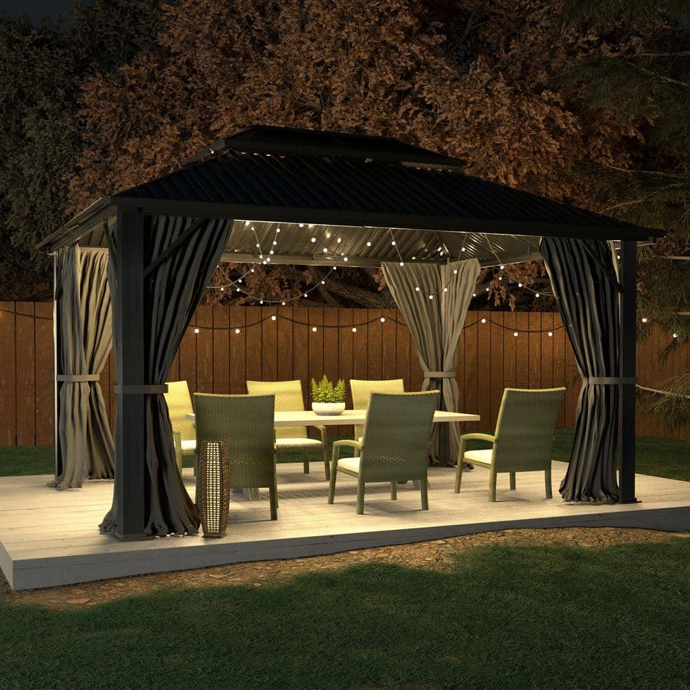 VEIKOUS Aluminum Double Hardtop Gazebo