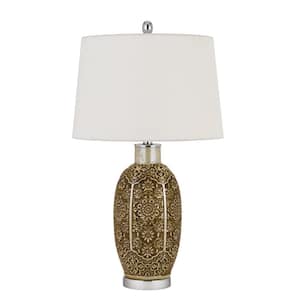 29 in. Brown Metal Table Lamp with Off White Empire Shade