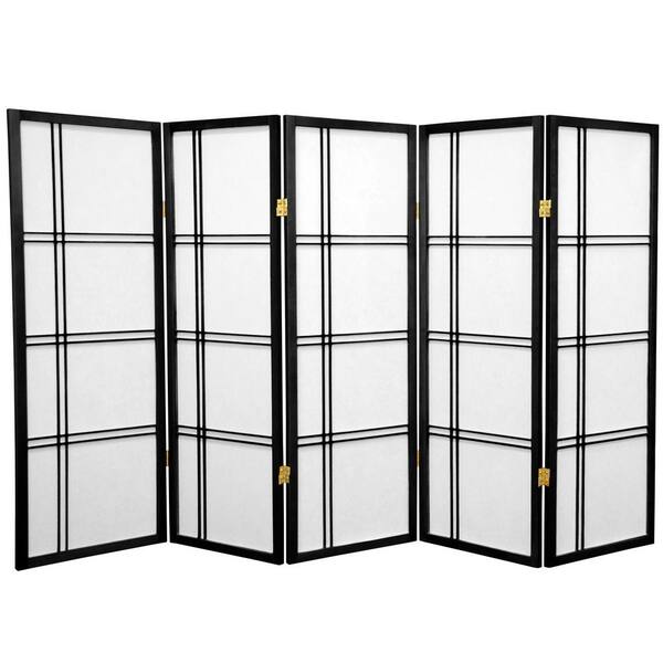 Oriental Furniture 4 ft. Black 5-Panel Room Divider