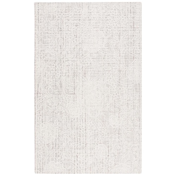SAFAVIEH Ebony Gray/Ivory 4 ft. x 6 ft. Floral Area Rug