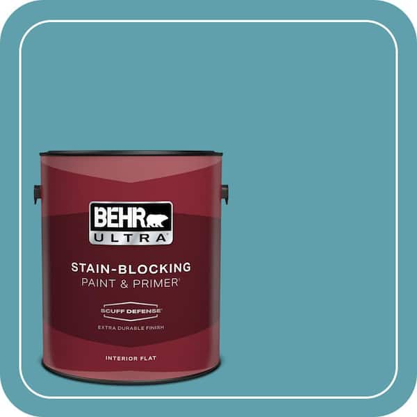 BEHR ULTRA 1 gal. #BIC-53 Turquoise Extra Durable Flat Interior Paint & Primer
