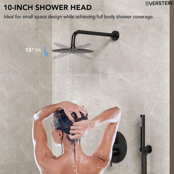 EVERSTEIN 2-Spray Patterns Round 10 in. Wall Mount Dual Shower