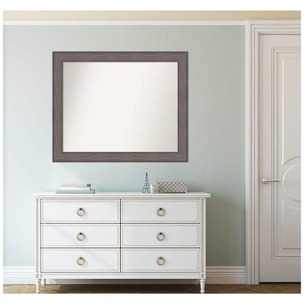 Amanti Art Medium Rectangle Distressed Brown Modern Mirror (31.25 in. H x 38.25 in. W)