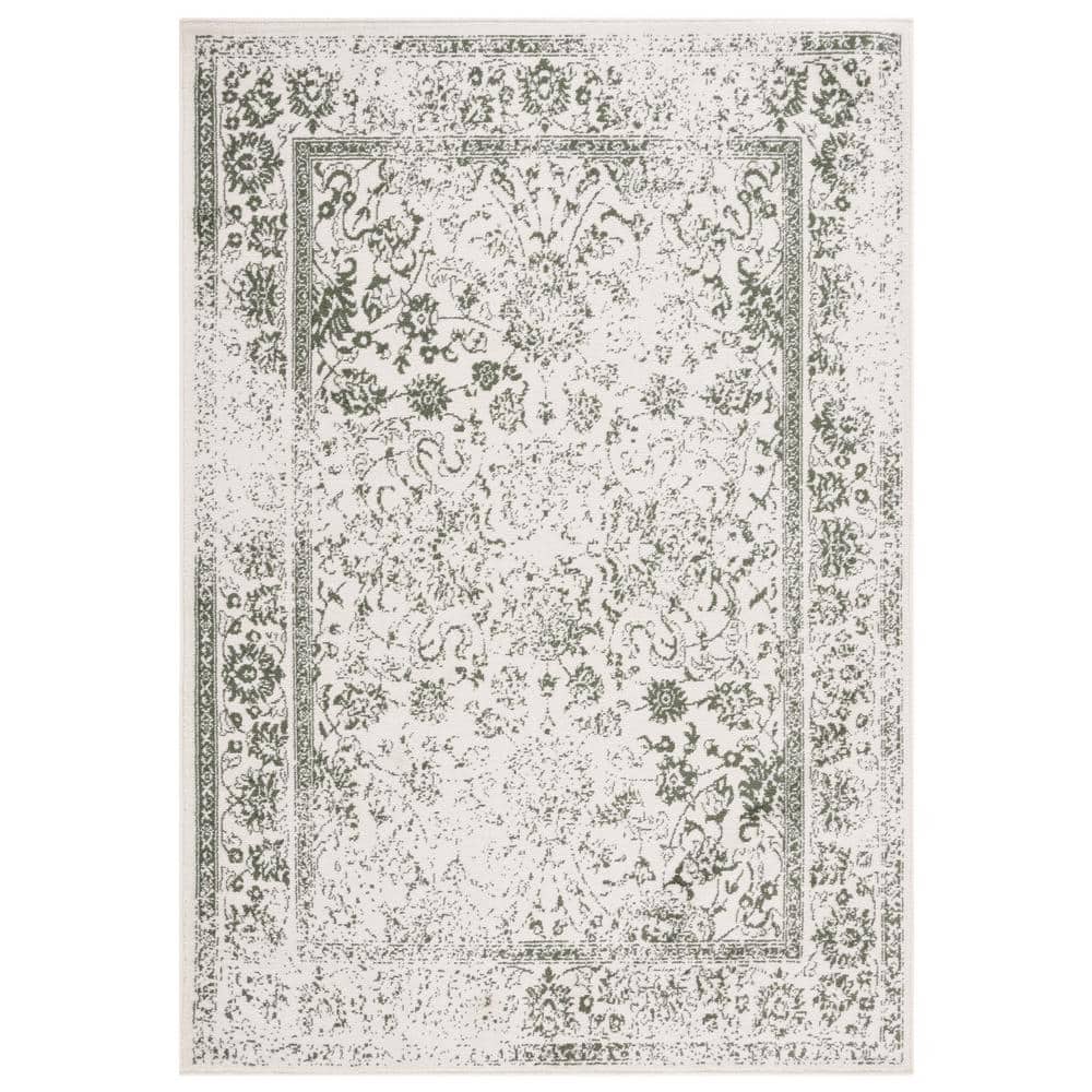 Adirondack Ivory/Dark Green 9 ft. x 12 ft. Border Distressed Area Rug price history on PriceWatchPro