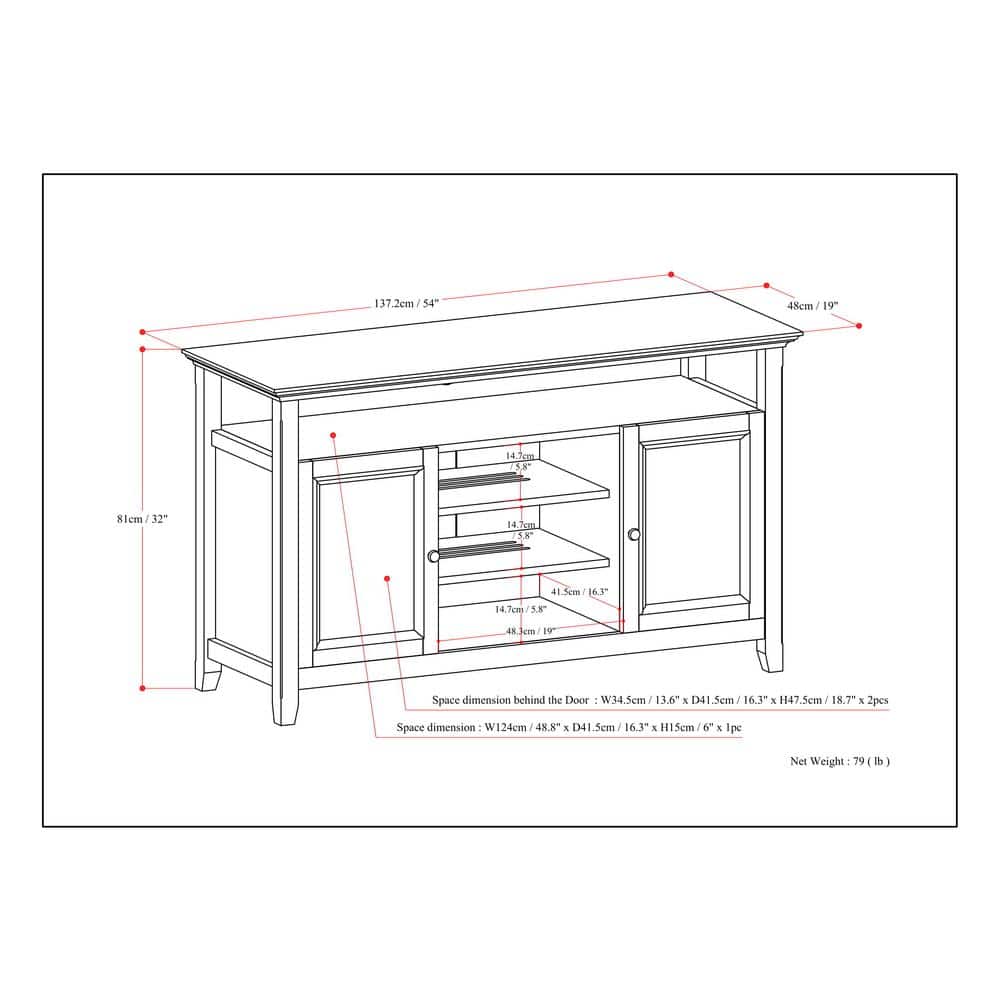 Light Golden Brown Solid Wood TV Media Stand with Cabinets