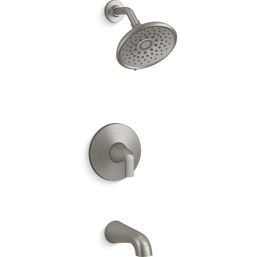 KOHLER Cursiva Single-Handle 3-Spray Tub and Shower Faucet in Vibrant Brushed Nickel (Valve Included)