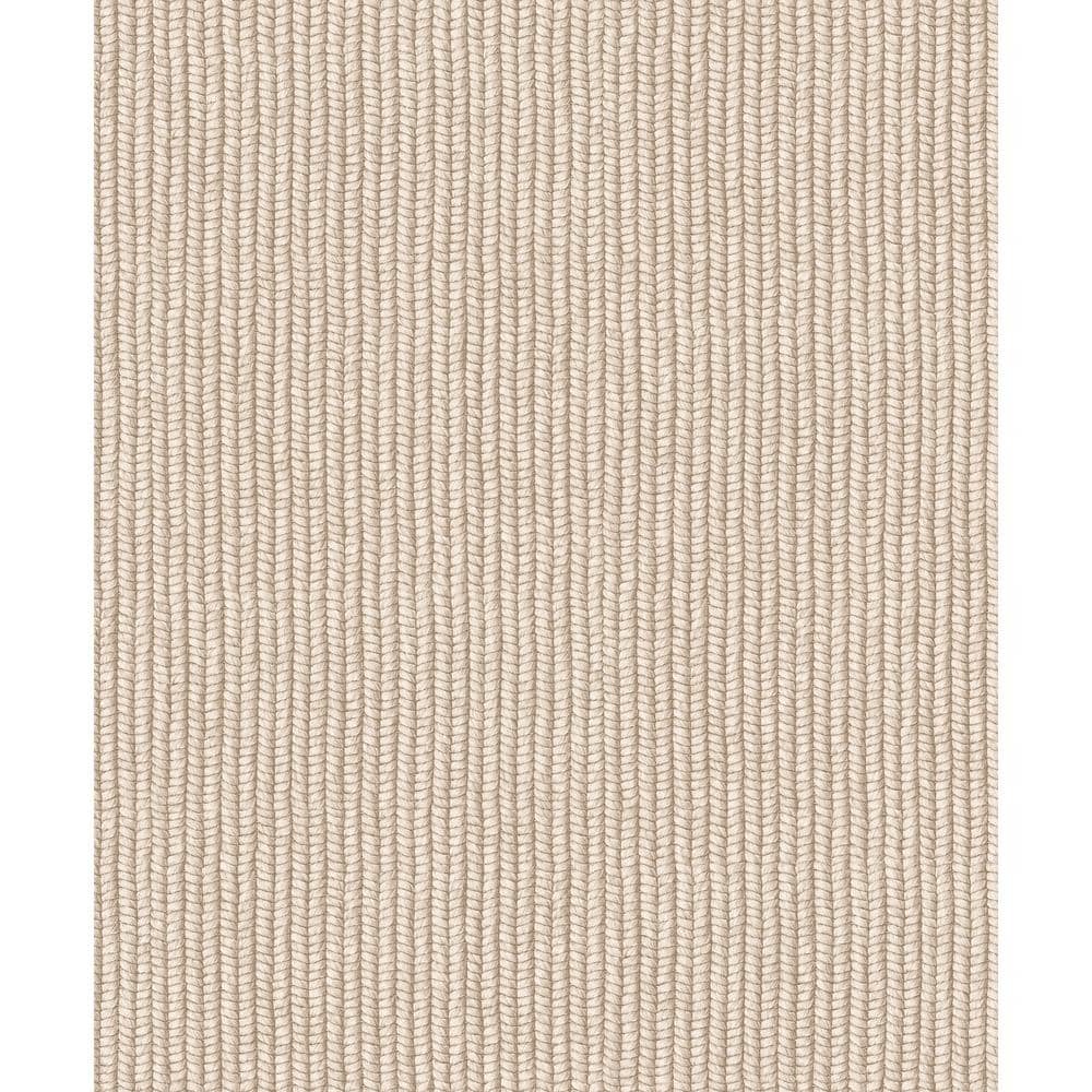 Flora Collection Beige Rope Weave Matte Finish Non-Pasted Vinyl on Non-Wove