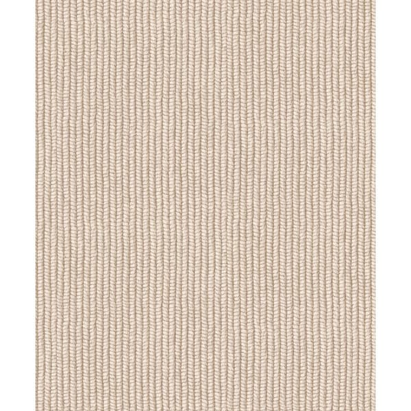 Unbranded Flora Collection Beige Rope Weave Matte Finish Non-Pasted Vinyl on Non-Woven Wallpaper Roll