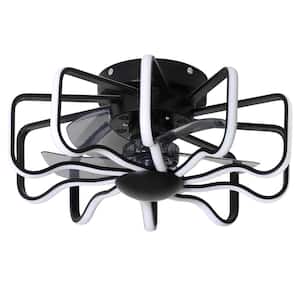 22.83 in. Black Modern Minimalist Silicone Lampshade Indoor Integrated LED Ceiling Fan with Light and 5 ABS Blades