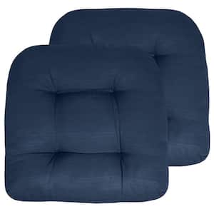 19 in. x 19 in. x 5 in. Solid Tufted Indoor/Outdoor Chair Cushion U-Shaped in Navy Blue (2-Pack)