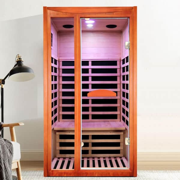 Moray 1-Person Indoor Oguman Infrared Sauna with 6 Far-infrared Carbon Crystal Heaters, 1 Color Light, 2 Bluespeaker
