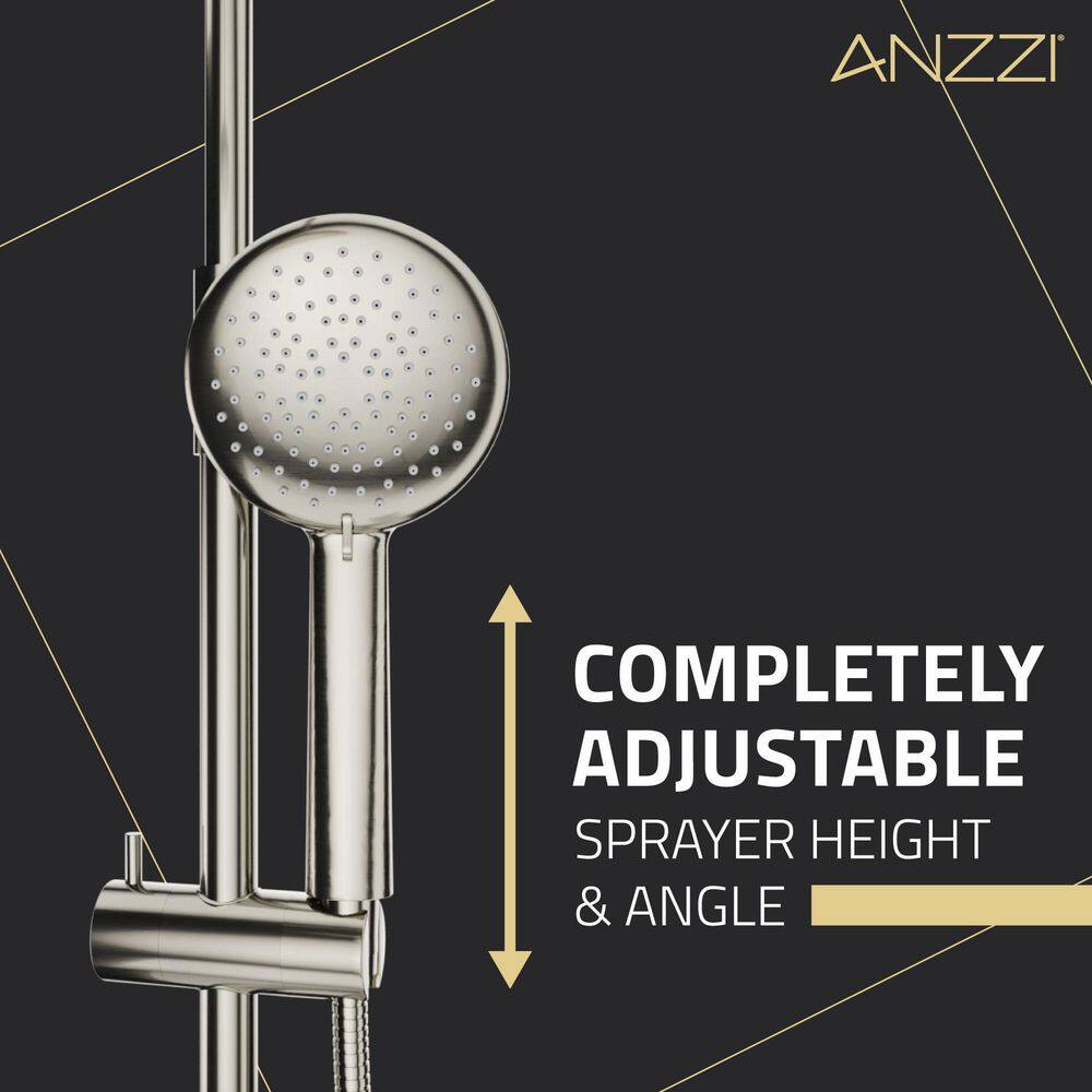 Brushed Nickel Heavy Rainfall Shower Bar with Hand Sprayer