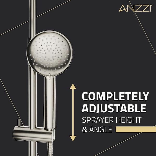 ANZZI Downpour 5-Spray Patterns with 9.5 in. Wall Mount Rainfall