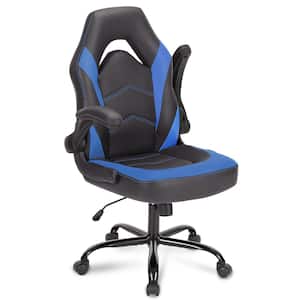 Ignacio PU Leather Ergonomic Gaming Chair in Blue with Flip-up Armrest