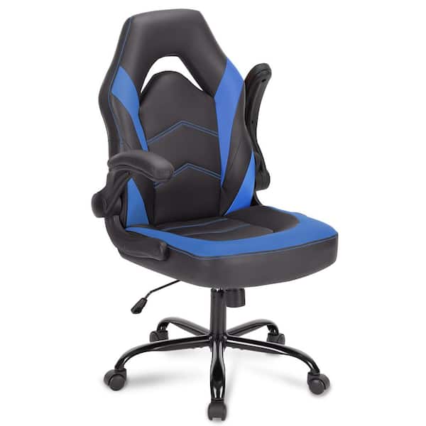 FIRNEWST Ignacio PU Leather Ergonomic Gaming Chair in Blue with Flip-up Armrest