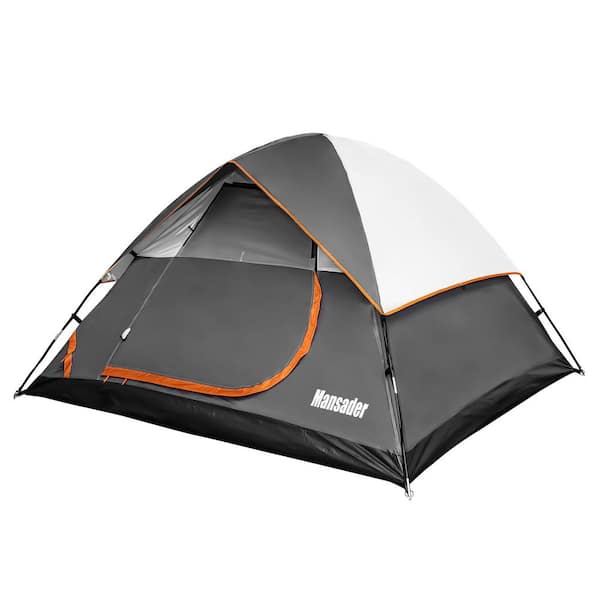 GARSING 4-Person Poles Camping Tent with Carry Bag in Gray