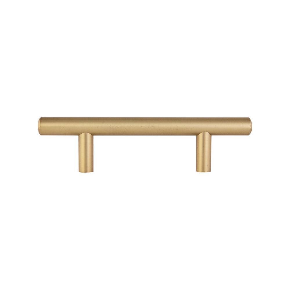 5-Inch Brushed Brass Modern Cabinet Bar Pulls, Set of 10