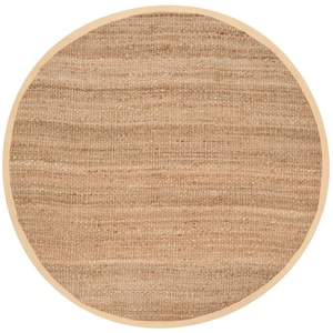 SAFAVIEH Natural Fiber Beige 7 ft. x 7 ft. Round Chevron Area Rug NF731A-7R  - The Home Depot
