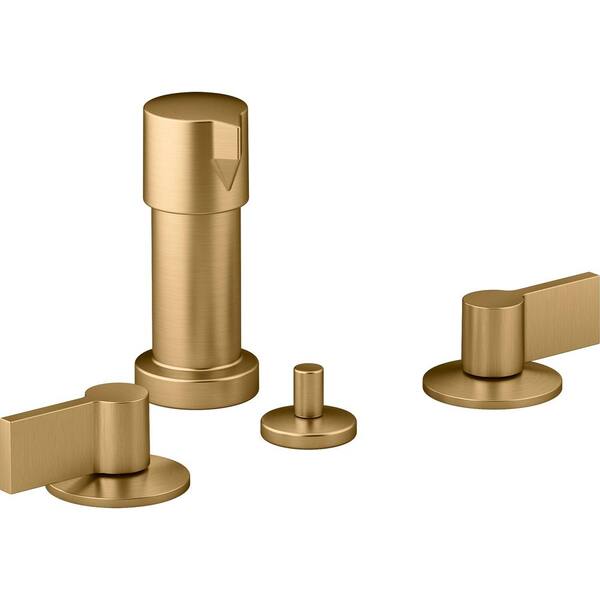 KOHLER Components 2-Handle Bidet Faucet with Lever Handles in Vibrant Brushed Moderne Brass