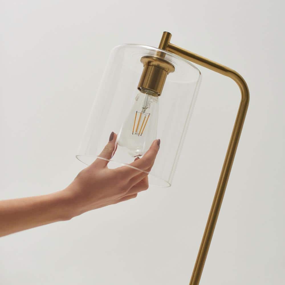 Elizabeth Brass Industrial LED Floor Lamp with Edison Bulb and Smart Compatibility