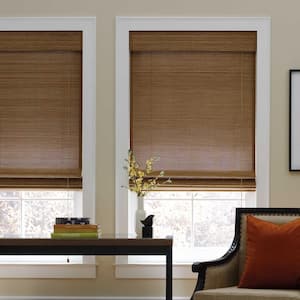 Pre-Cut Sand Corded Light-Filtering Indoor Bamboo Shades 30 in. W x 72 in. L