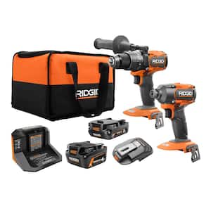 18V Brushless Cordless 3-Tool Combo Kit w/ Hammer Drill, Impact Driver, Portable Power Source, Batteries, Charger & Bag