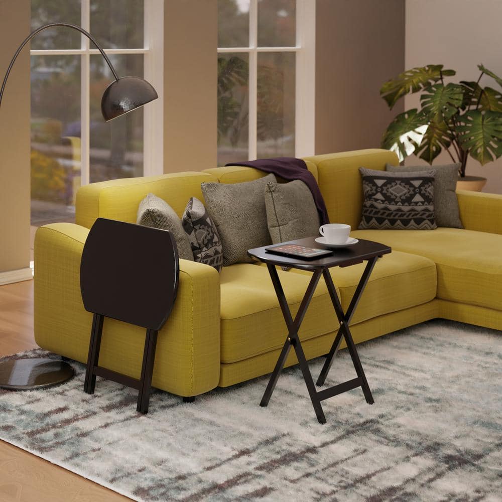 Cade 2-Piece Oversize Coffee Snack Table Set in Rich Brown