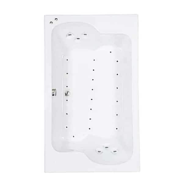 Comfortflo 60 in. x 43 in. Acrylic Rectangular Drop-in Air Bathtub with Center Drain in White