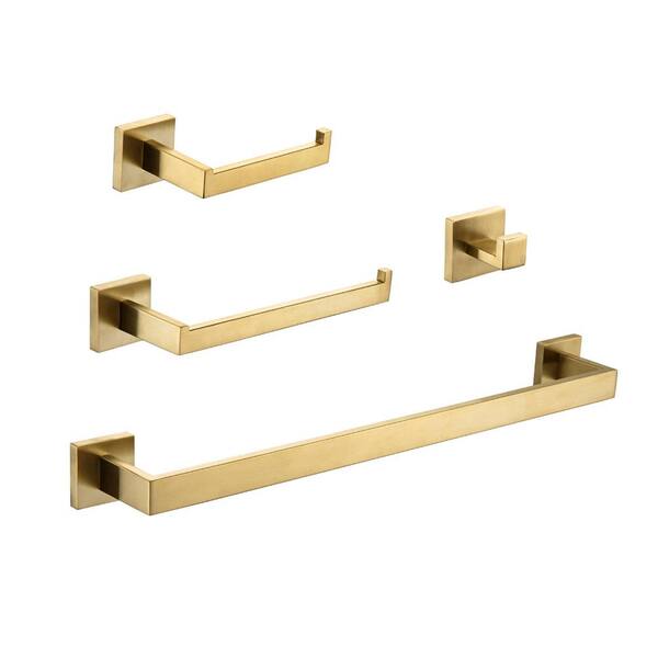 Aoibox 4Pieces Square Bathroom Hardware Set, Modern Stainless Steel