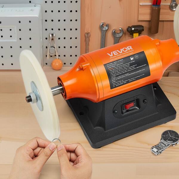 3/4HP Bench Buffer Polisher, 8-in. Corded Bench Polishing Buffing Machine, 3450RPM Single Speed, Wheels & Cast Iron Base