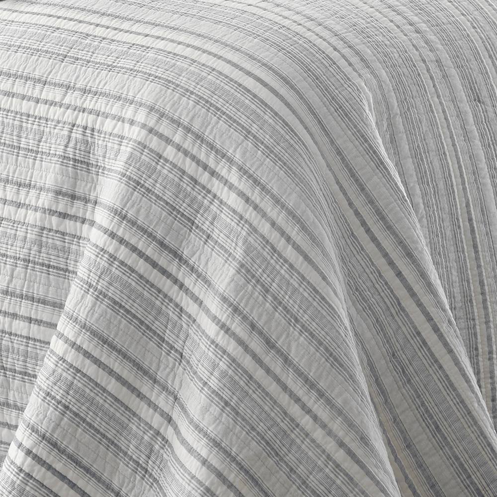 Bondi Gray Cotton Full Quilt and Sham Set