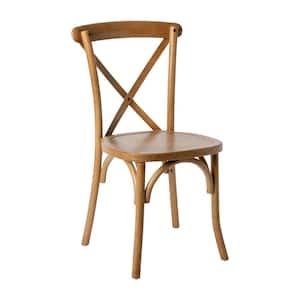 Pecan Wood Cross Back Chairs (Set of 2)