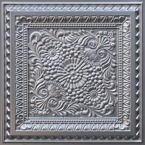 Falkirk Perth Silver 2 ft. x 2 ft. Decorative Rustic Glue Up or Lay In Ceiling Tile (40 sq. ft./case)