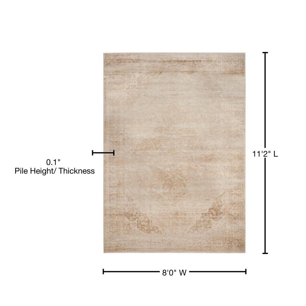 Stone Beige Hand-knotted Wool and Viscose Area Rug 8' x 10'
