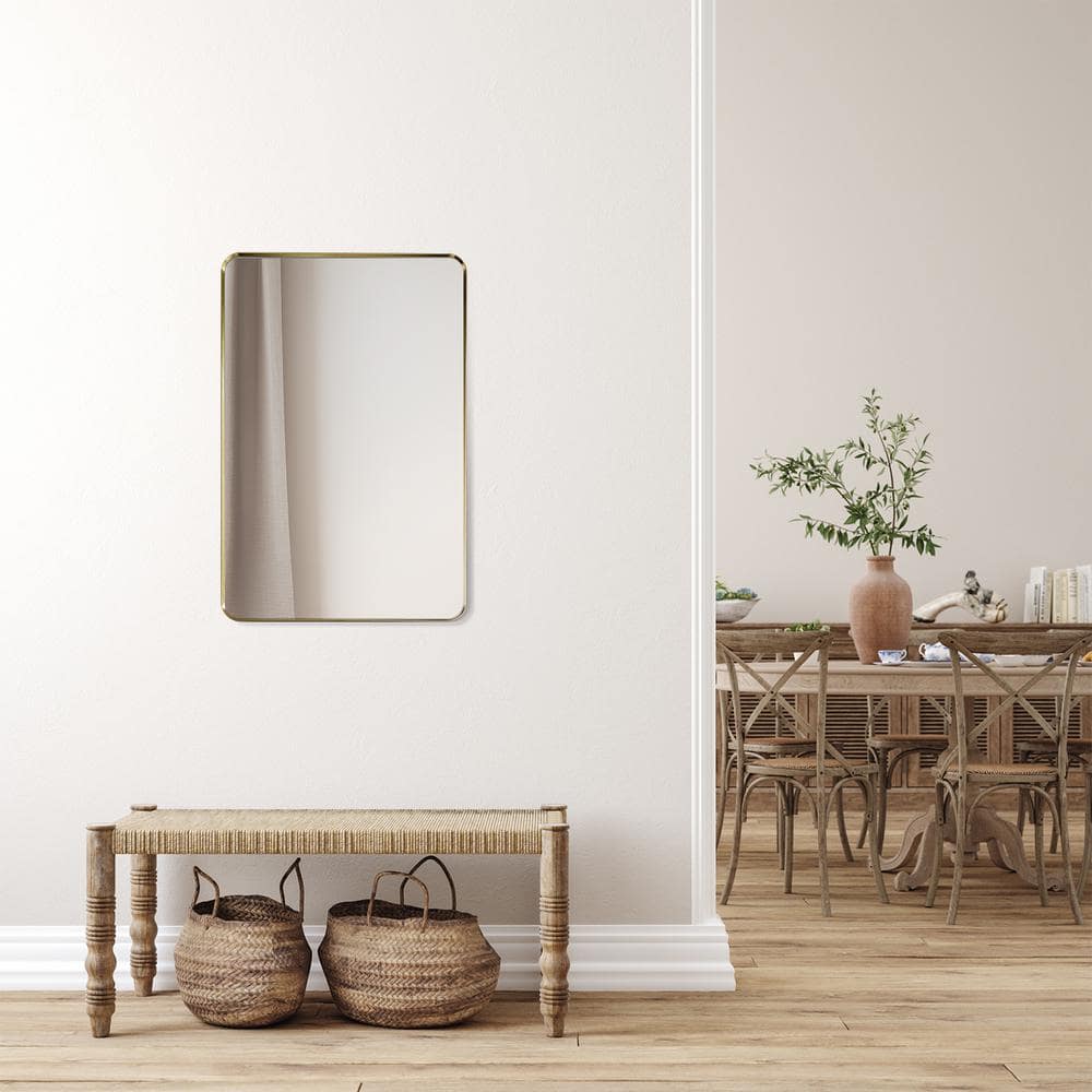 Gold Aluminum Rectangular Bathroom Vanity Mirror