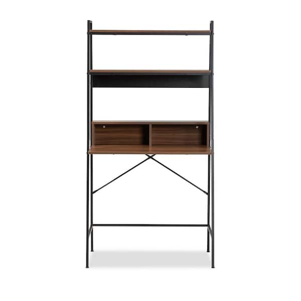 Baxton Studio Palmira  in. Walnut Brown and Black Ladder Desk  207-12497-HD - The Home Depot