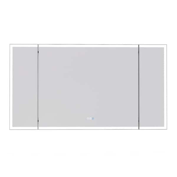 66 in. W x 36 in. H Rectangular Frameless Folding Wall Bathroom Vanity Mirror in Silver