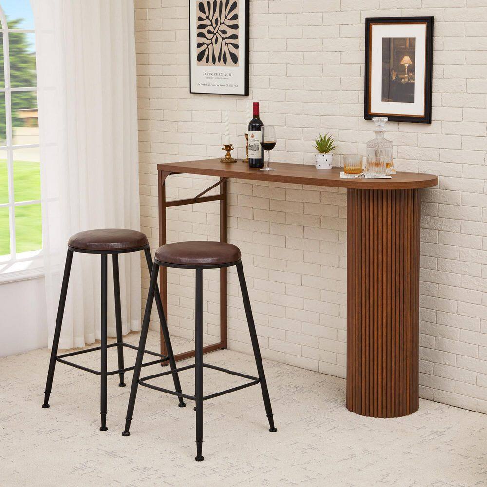 38.18 in. H Walnut Special-shape Round Bar Table Seats-4
