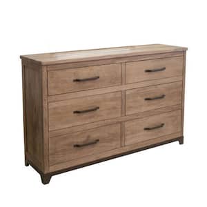 Brown and Black 6-Drawer 61.5 in. Wide Dresser Without Mirror