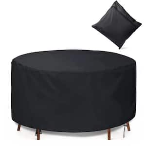 Durable Waterproof 72 in. Dia x 28 in. H Black Round Patio Table and Chair Set Cover Outdoor Furniture Cover