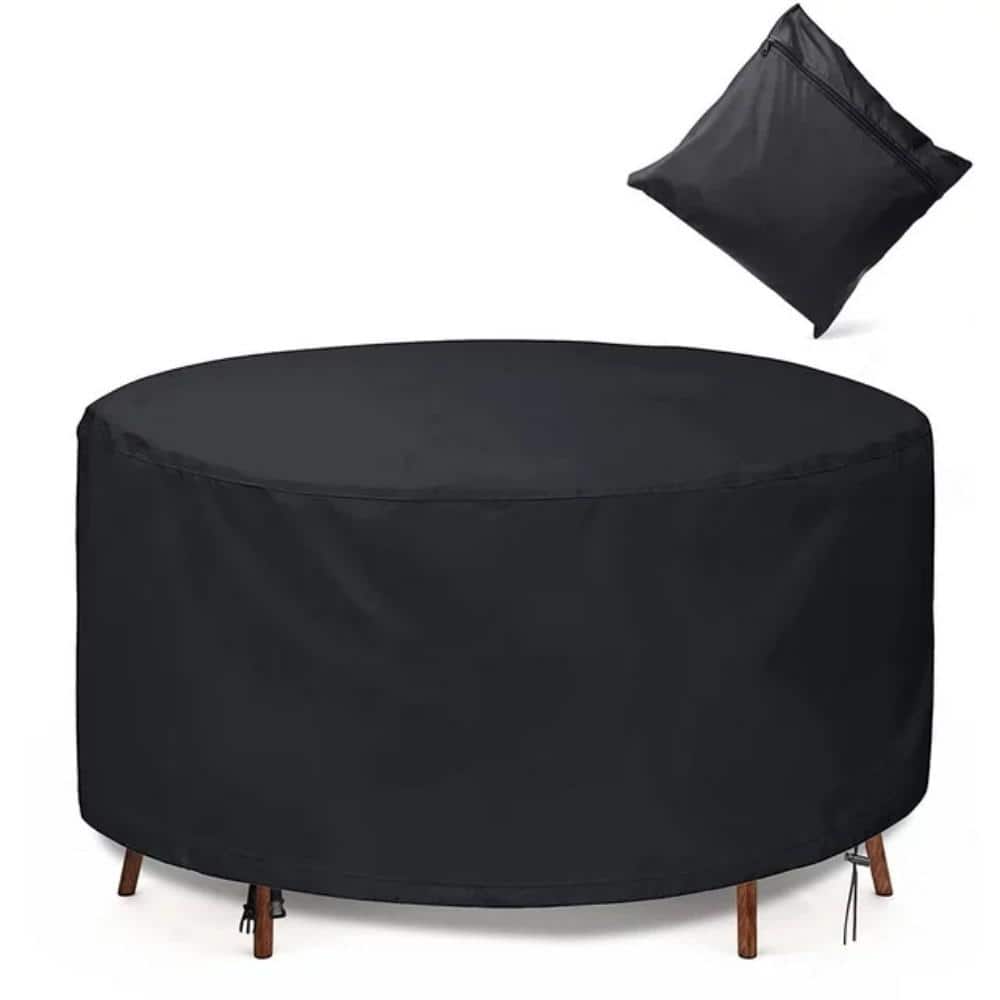 Durable Waterproof 111 in. Dia x 28 in. H Black Round Patio Table and Chair Set Cover Outdoor Furniture Cover price history on PriceWatchPro