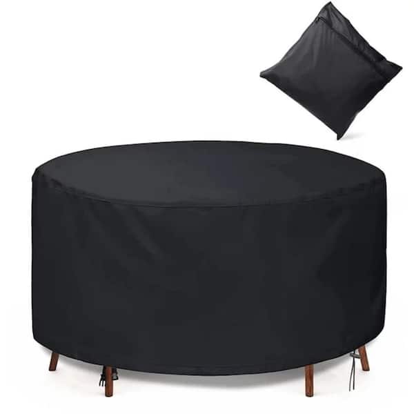 Gasadar Durable Waterproof 111 in. Dia x 28 in. H Black Round Patio Table and Chair Set Cover Outdoor Furniture Cover