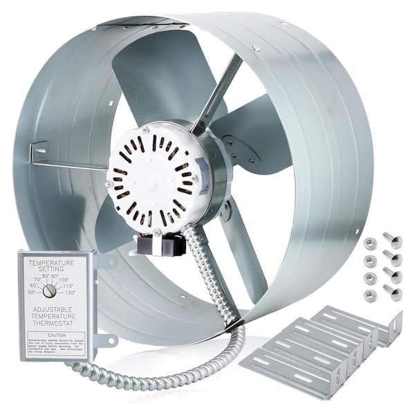 15 in. Gable Vent Exhaust Fan 1650CFM Low Noise Attic Fan with Adjustable Thermostat 14 in. Blade 1075RPM