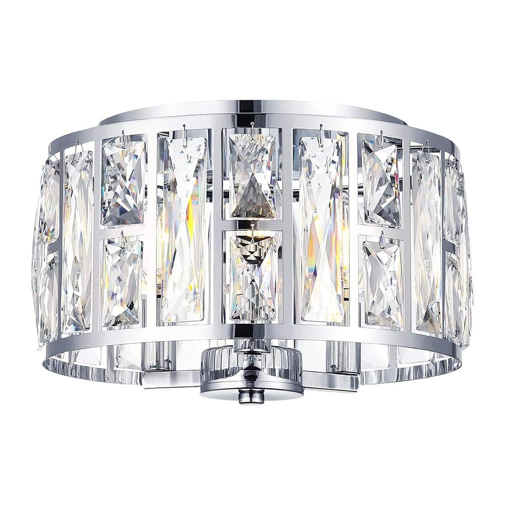 12 in. 3-Light Modern Chrome Crystal Flush Mount Ceiling Light Fixture for Kitchen or Bedroom price history on PriceWatchPro