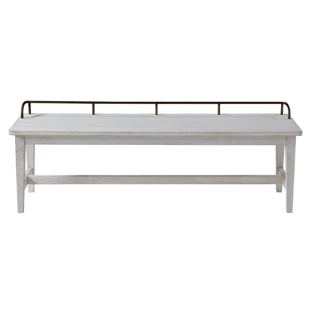 Pendleton Ivory 60'' Transitional Wood Dining Bench with Brass Rail