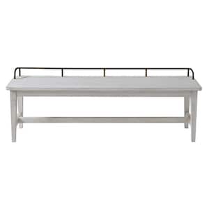 Pendleton Ivory Dining Bench Backless with Oil-Rubbed Bronze Galley Rail 60 in.