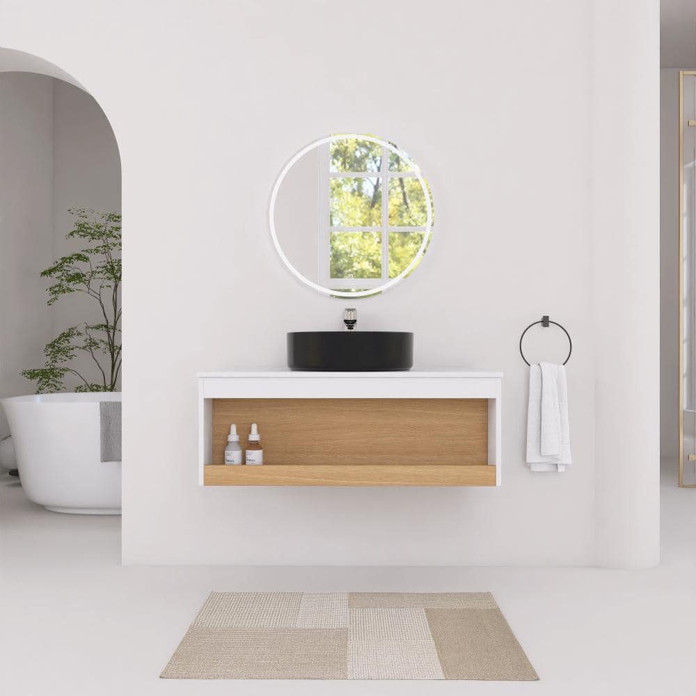36 in. Single Floating Bath Vanity with Matte Black Ceramic Vessel Sink Unassembled price history on PriceWatchPro