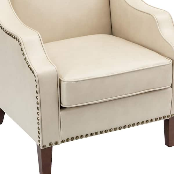 Bonita Transitional Vegan Leather Armchair With Removable Seat Cushion And  Nailhead Trims