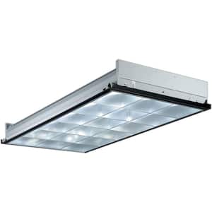 2 ft. x 4 ft. 3-Light Grid Ceiling Silver Parabolic Fluorescent Troffer with Pre-Wired and Lamped