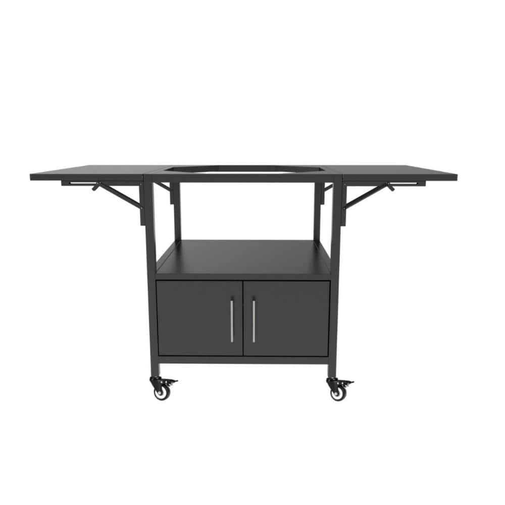 Outdoor Metal Grill Table for Big Egg Style BBQ in Black with 2 Folding Panels, Compatible with up to Large Egg BBQ price history on PriceWatchPro